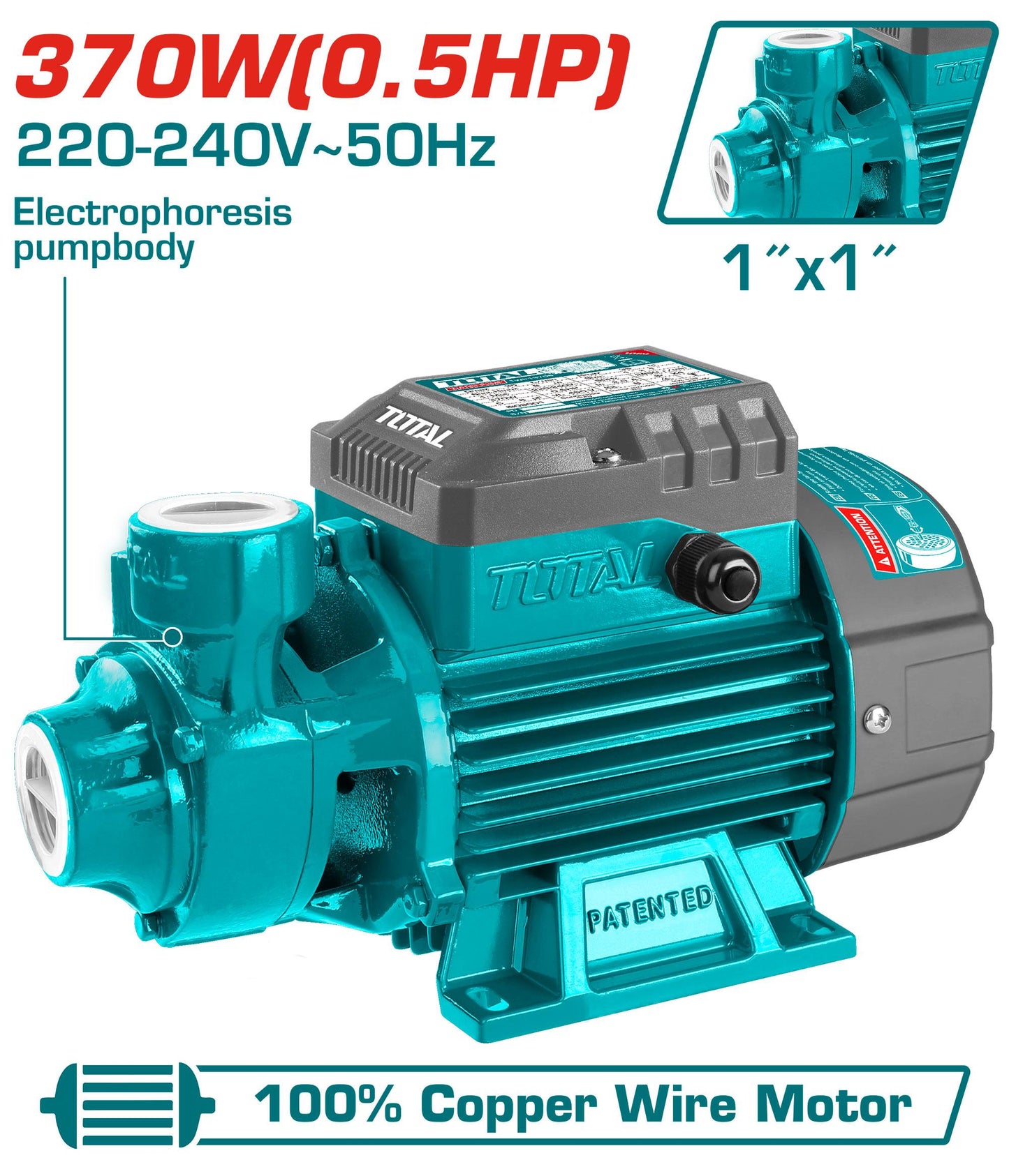 Total Water Pump 370W 0.5Hp Professional TWP113706