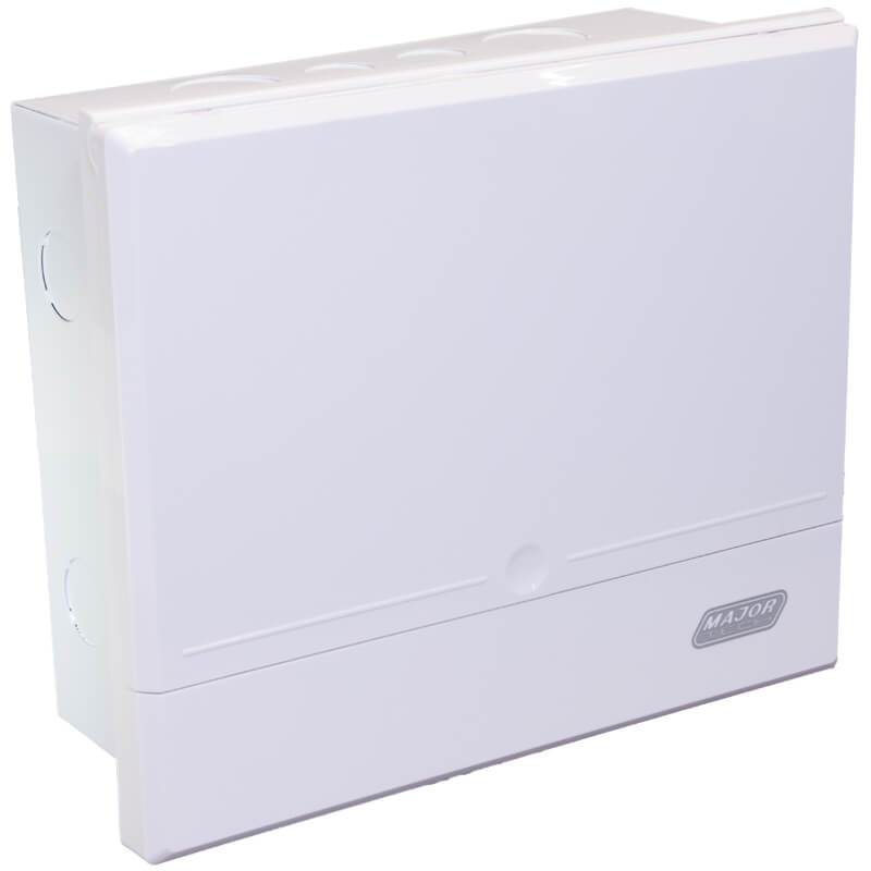 8-10 Way Flush Mount Distribution Board - Durable Metal Tray with Adjustable DIN Rail