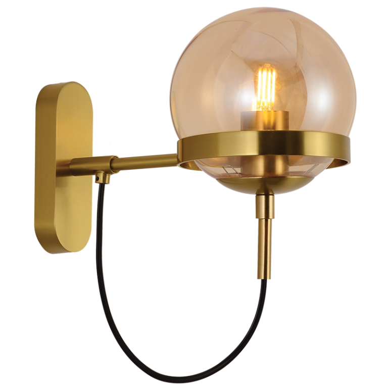WB238 Bright Star GOLD GOLD GLASS WALL LIGHT 1X60W ES