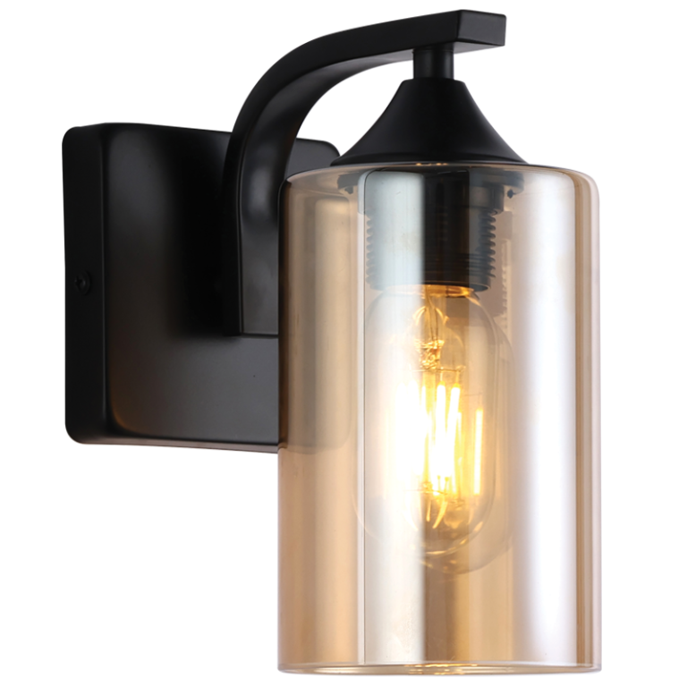 WB709/1 Bright Star BLACK GLASS SHADE, 1X40W ES
