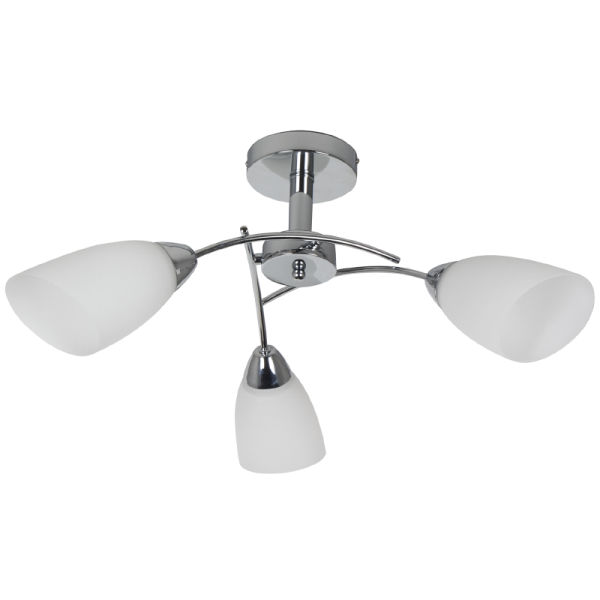 Bright Star CH019/3 SATIN POLISHED CHR WHITE GLASS 3 X 60W ES