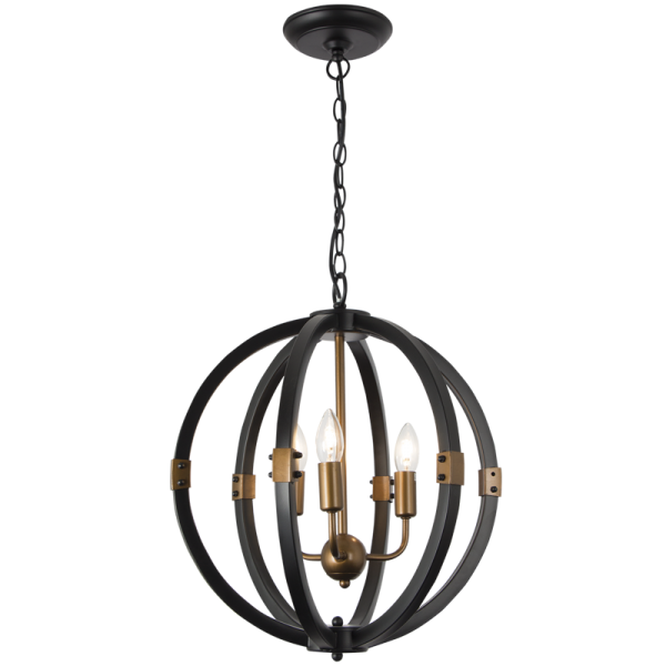 Bright Star CH081/3 BK/GD BK/GD METAL ROUND CHANDELIER 3X60WSES
