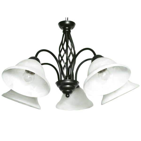 Bright Star CH1032/5 BLACK METAL BLK CHANDELIER ALABASTER GLASS 5X60W ES