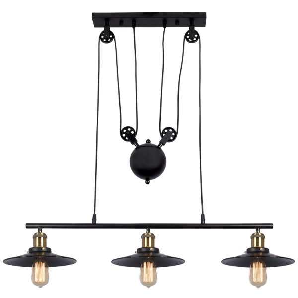 Bright Star CH238/3 MATT BLACK MATT BLACK METEL WITH PULLY 3X60W ES