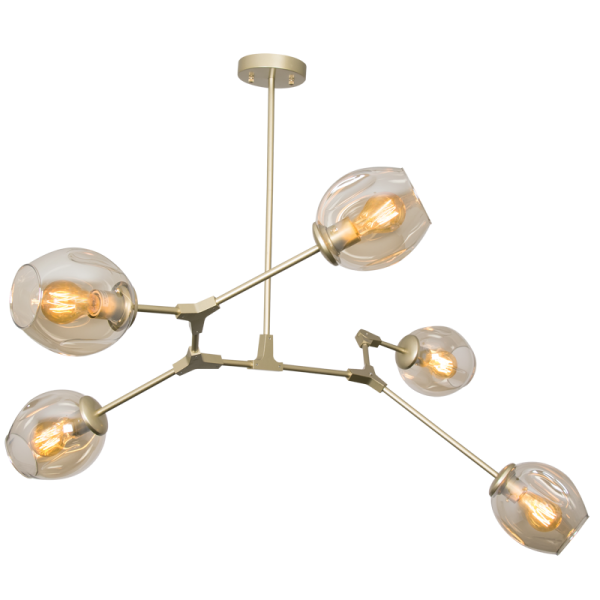 Bright Star CH265/5 GOLD GOLD METAL AND CHAMPAGNE GLASS ADJ HEIGHT 5X40W ES