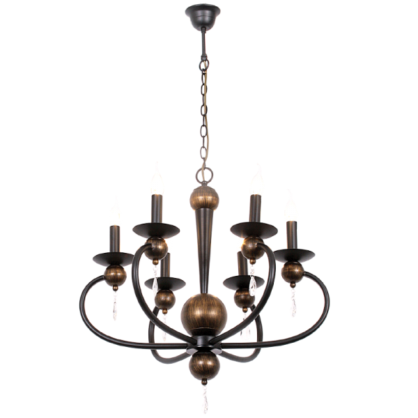 Bright Star CH3063/6 BK/GOLD BLK/GD METAL CHANDELIER 6X60W SES