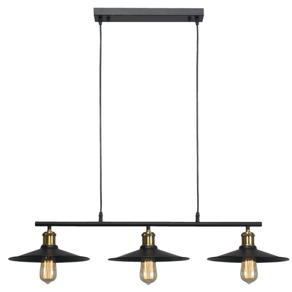 Bright Star CH531/3 BLACK BLACK METAL DOWN FACE CHANDELIER 3X60W ES