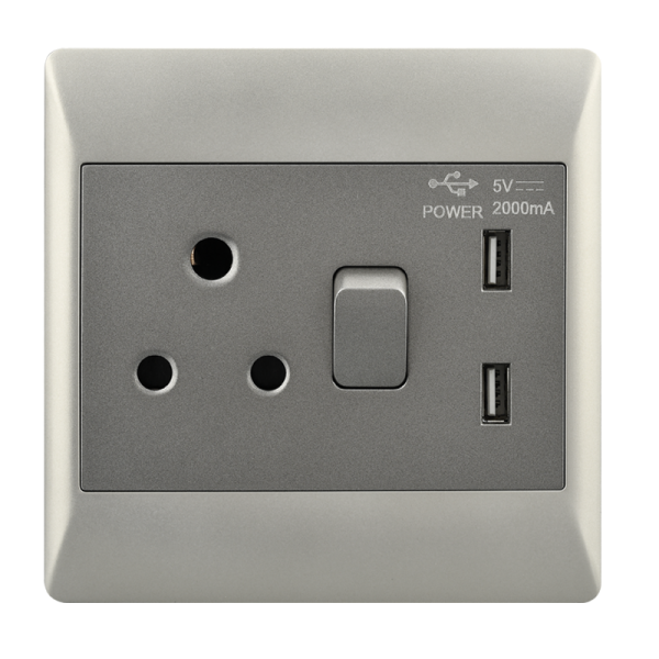 Bright Star EPL353 DUO 16 AMP PLUG + 2 USB 5V (5 per box)