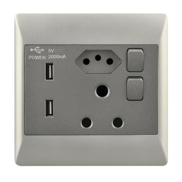 Bright Star EPL354 DUO 16 AMP PLUG + ZA PLUG + 2 USB (5 per box)