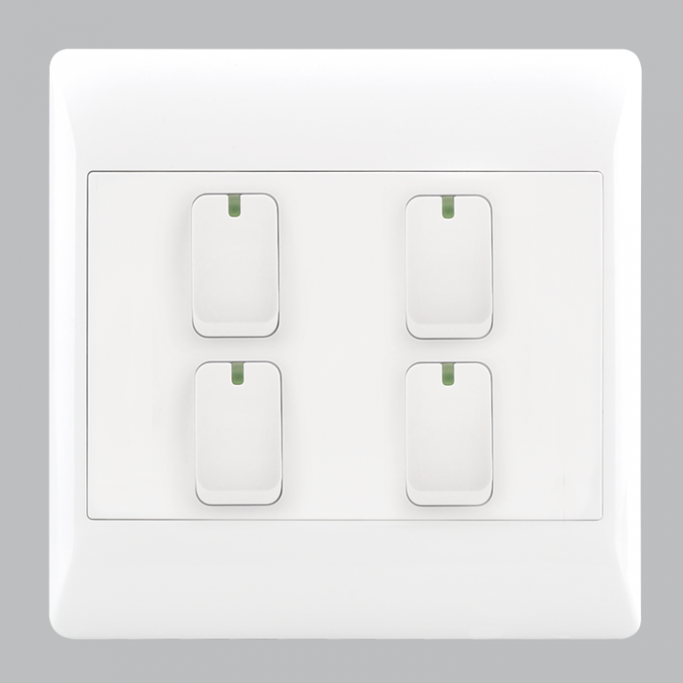 Bright Star ESW008 WHITE 4 LEVER 1 WAY SWITCH 4 X 4 ( per box)