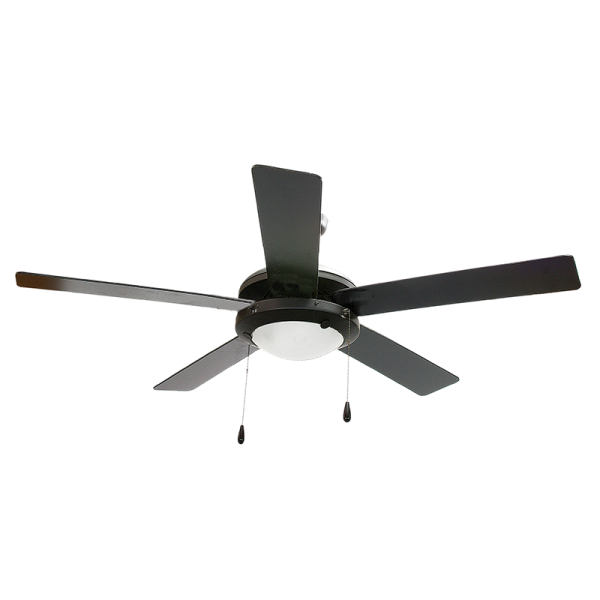 Bright Star FCF004 BLACK 5 BLADE 52" 3 SPEED AC MOTOR 2X60W ES PULL SWITCH