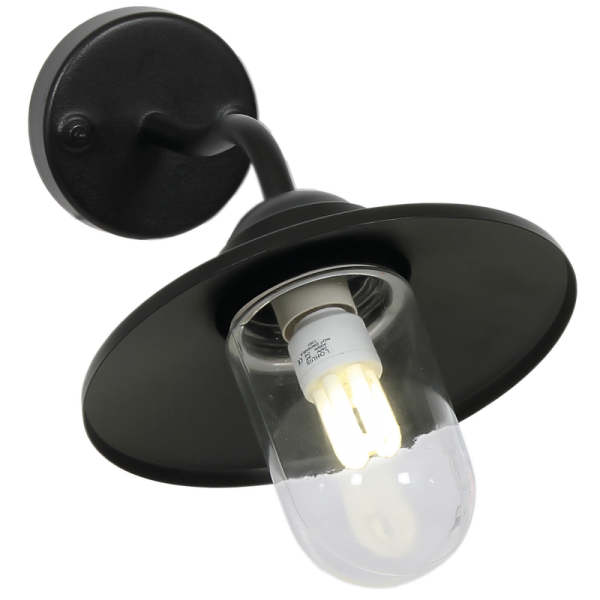 Bright Star L163 BLACK 1X60W ES METAL WITH CLEAR GLASS IP44 WALL BRACKET