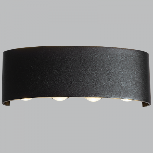 Bright Star L248 BLACK 8X1W LED UP & DOWN ALU WALL BRACKET+GLASS 3000K