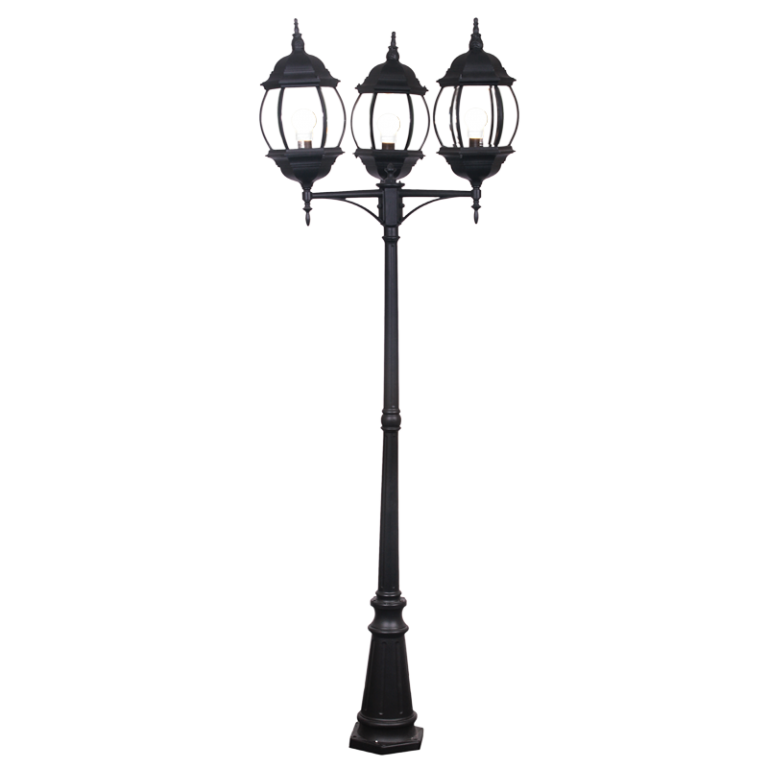 Bright Star LFL005/3 BLACK ROUND HEAD BELLY WITH GLASS IP44 3X60W ES 2400MM