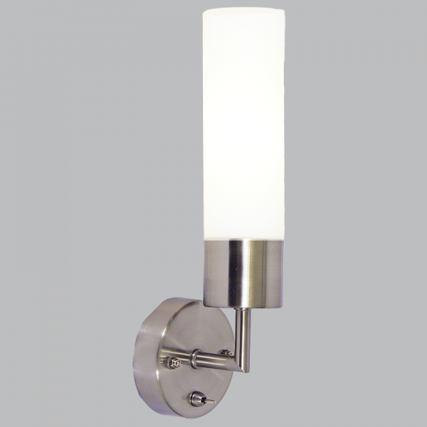 Bright Star ML005 SATIN SC WALL BRACKET WH GLASS IP44 1X40 SES