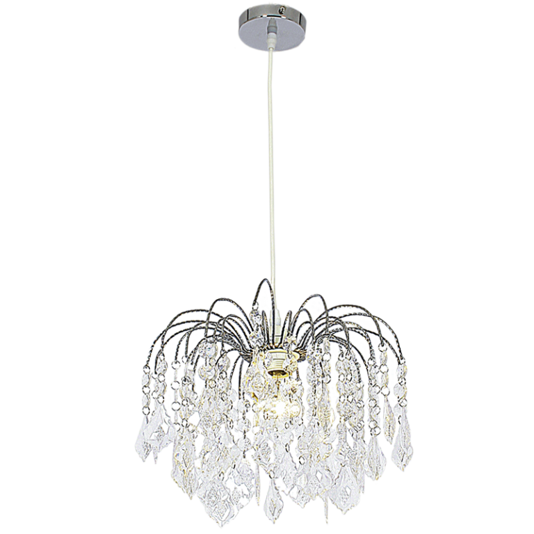 PEN195/1 Bright Star CHROME CHR PENDANT WITH CLEAR ACRYLIC CRYSTAL 1X60W ES