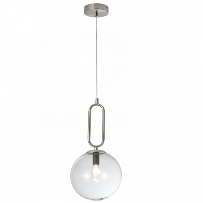 PEN462 Bright Star SATIN SAT/CHR PENDANT WITH CLEAR GLASS 1X40W SES 6007226079784 228
