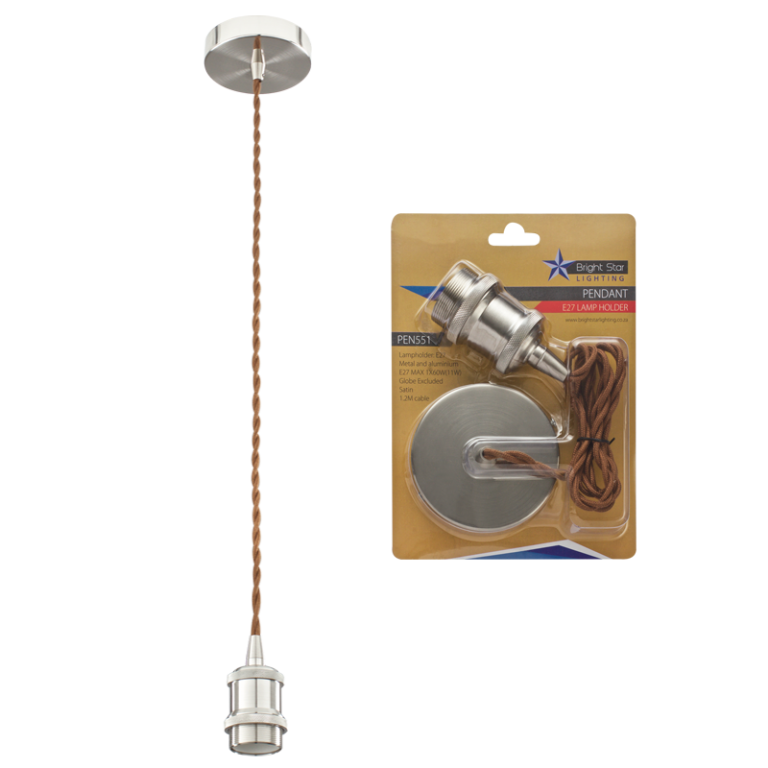 PEN551 Bright Star SATIN BLISTER PACK SATIN CHR PENDANT 1X60W ES