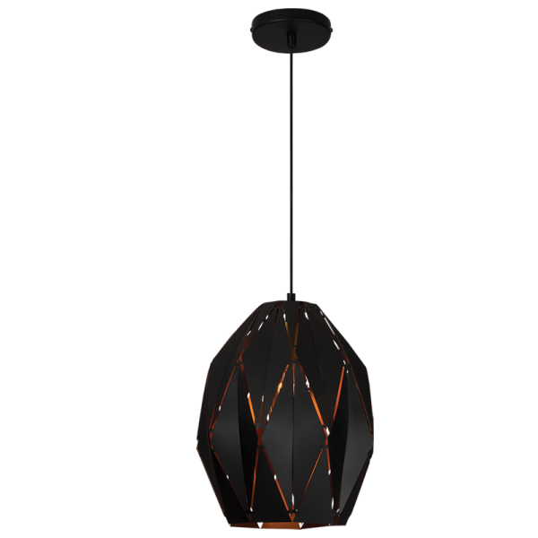 PEN592 Bright Star BLACK BLACK METAL PENDANT 1X60W ES 250MM
