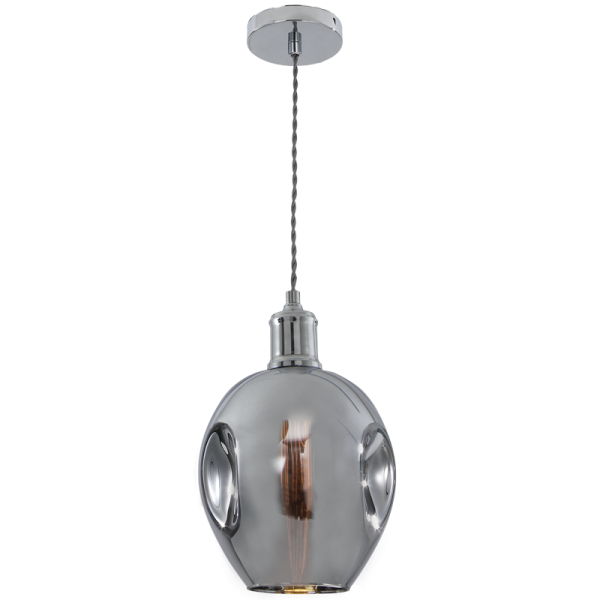 PEN610 Bright Star CHROME POLISHED CHR PENDANT WITH GLASS 1X60W ES 180MM