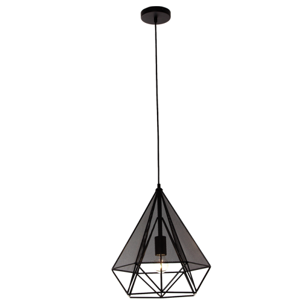 PEN710 Bright Star BLACK BLACK METAL PENDANT WITH MESH 1X60W SES