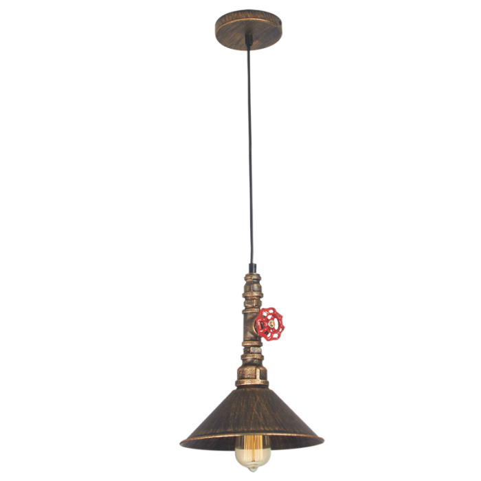 PEN725/1 Bright Star BK/GD BK/GD ALUMINIUM PENDANT 1X60W ES 220MM