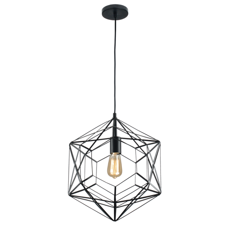 PEN740 Bright Star BLACK BLACK METAL PENDANT 1X60W ES 350MM