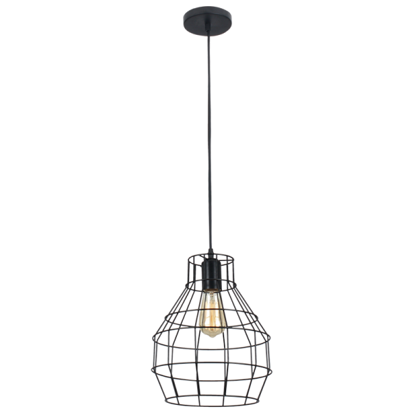 PEN750/1 Bright Star BLACK BLACK METAL PENDANT 1X60W ES 250MM