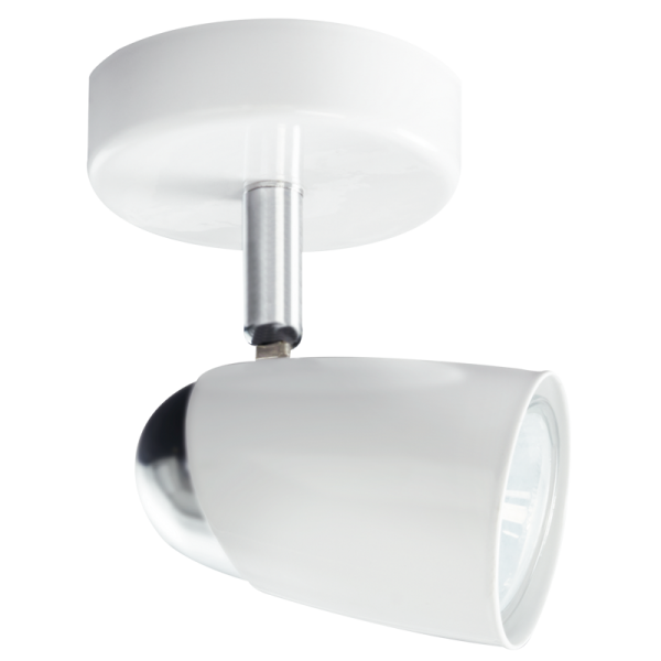 S060/1 Bright Star WH/CHR WHITE & POLISHED CHR SPOT 1X50W GU10 80MM BASE