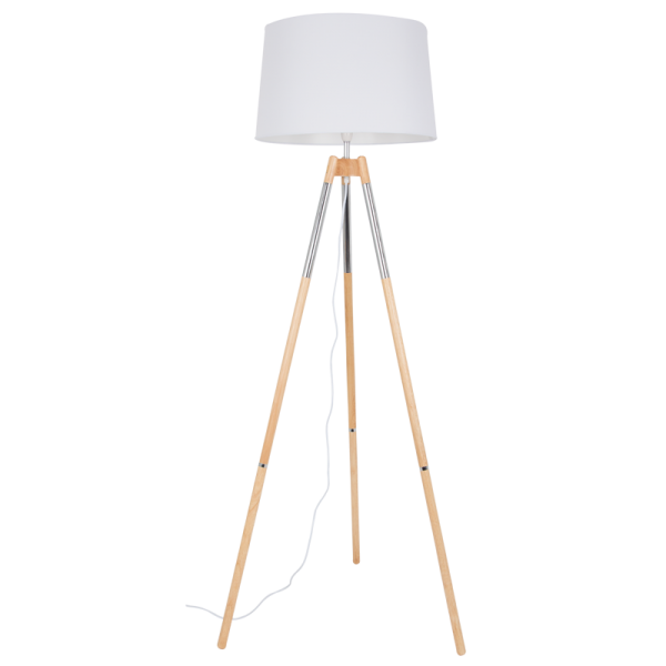 SL084 Bright Star CH/WHITE WOOD POLISH CHR WH SHADE FOOT SWITCH 1X60W BC