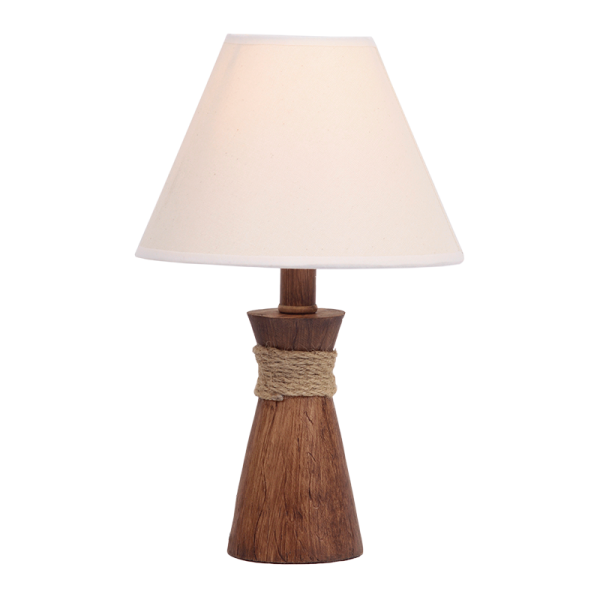 TL084 Bright Star WOOD RESIN TABLE LAMP WITH ROPE HESSIAN SHADE 1X60W ES
