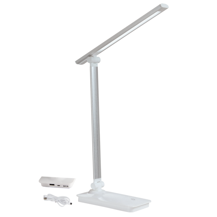 TL183 Bright Star SILVER 5W LED ALU PLASTIC WITH MOVABLE ARM USB PORT