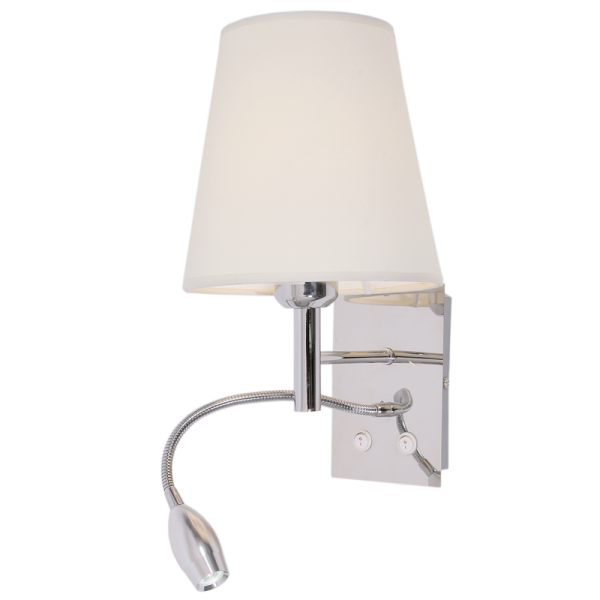 WB031/2 Bright Star CHROME 2LT (1 x LED) + white shade