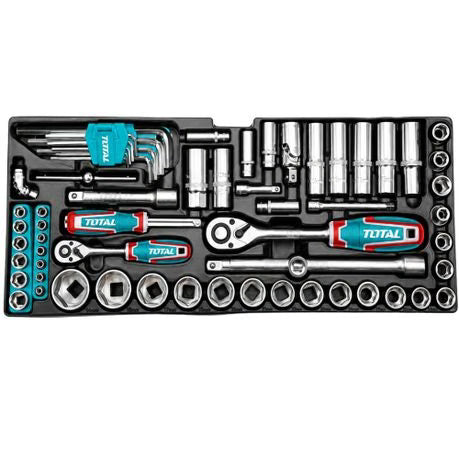TOTAL 136-Piece Mechanics Hand Tool Set in Metal Tool Chest - THTCS351367