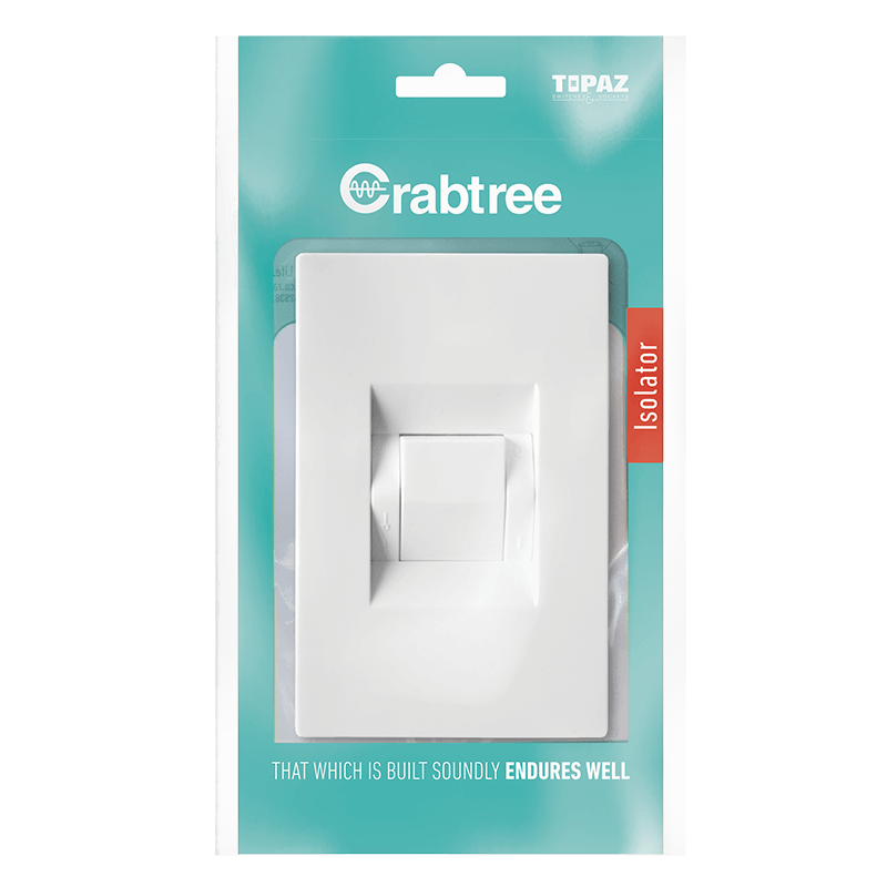 Crabtree 601P Isolator 30A Double Pole Complete with Coverplate D/P 2X4 - White - 15125/601P