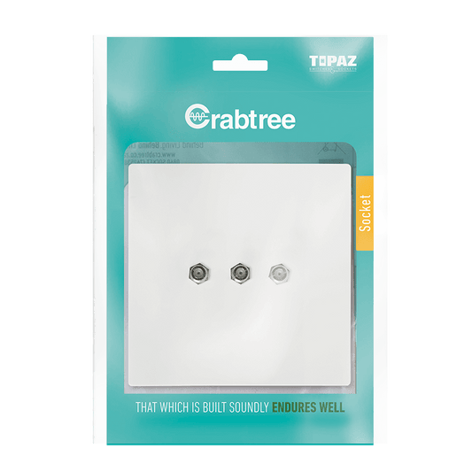 Crabtree 601P 3 Mod Satellite Socket Complete with Coverplate 4X4 - White - 15203/601P