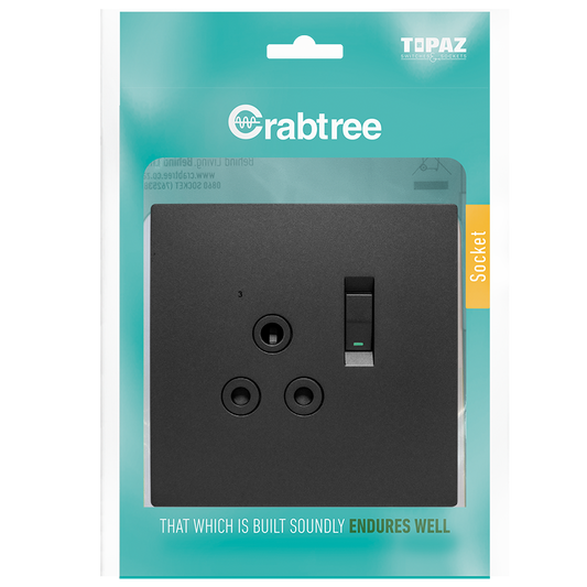Crabtree Single Switched Socket 4x4 Complete with Coverplate | 15221/249P