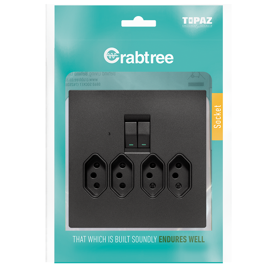 Crabtree Quattro Switched Socket (4x164-2) Complete with Coverplate | 15224/249P