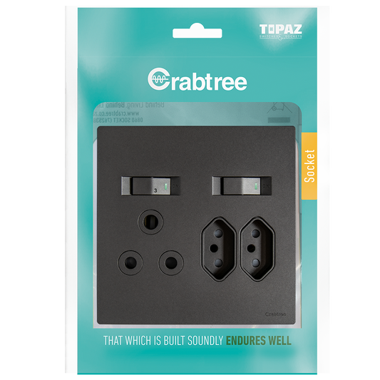 Crabtree Combination Switch Socket (1x164-1 2x164-2) Complete with Coverplate | 15233/249P