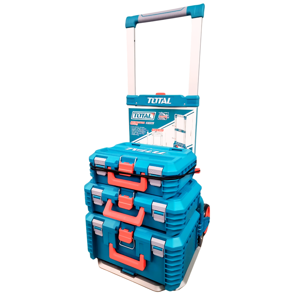 Total 4-Piece Foldable Tool Box + Trolley Combo
