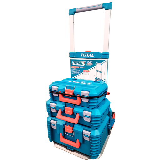 Total 4-Piece Foldable Tool Box + Trolley Combo