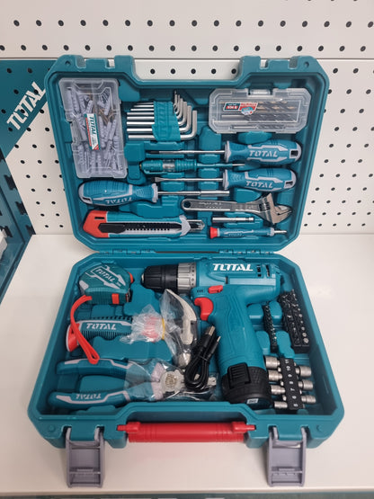 TOTAL 148 Piece 12V Cordless Drill & Hand Tool Set with USB-C 1.5Ah Battery – THKTHP41487