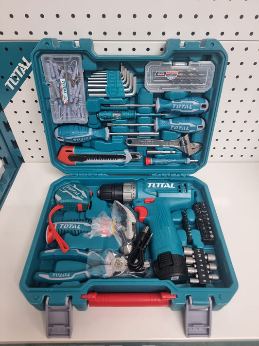TOTAL 148 Piece 12V Cordless Drill & Hand Tool Set with USB-C 1.5Ah Battery – THKTHP41487