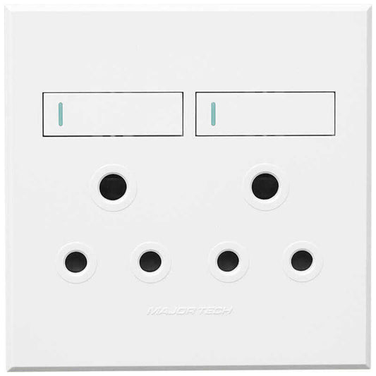 VETi 3 Double RSA Socket | 100mm x 100mm | Modern Flat-Design | White