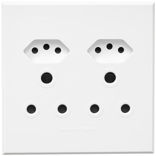 VETi 3 Double RSA & Double V-Slim Socket | Unswitched | 100mm x 100mm | Modern Flat-Design | White