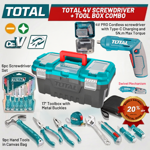 Total Cordless 4V Screwdriver + Tool Box Combo Deal RCP-4VSD+TB