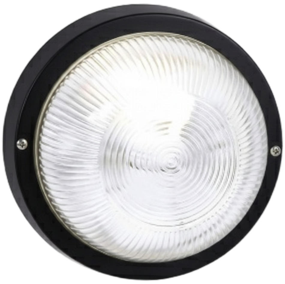 BH021 BLACK Bright Star ROUND PLAIN PVC BULKHEAD - BLACK IP54 ES