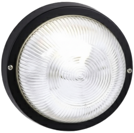 BH021 BLACK Bright Star ROUND PLAIN PVC BULKHEAD - BLACK IP54 ES