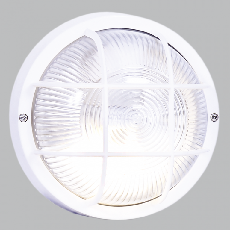 BH022 WHITE Bright Star ROUND GRID PVC BULKHEAD - WHITE IP44 ES