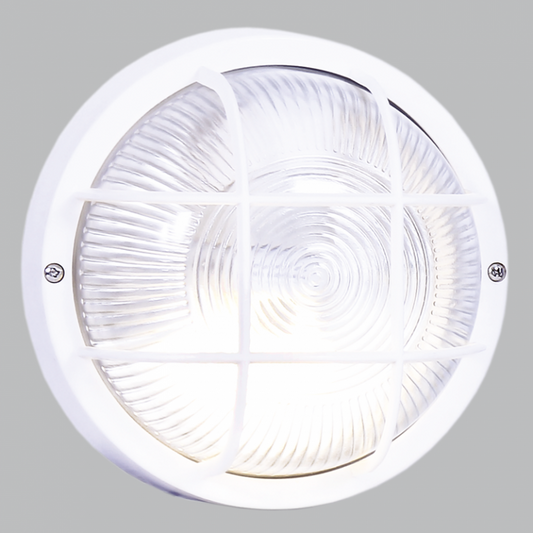 BH022 WHITE Bright Star ROUND GRID PVC BULKHEAD - WHITE IP44 ES